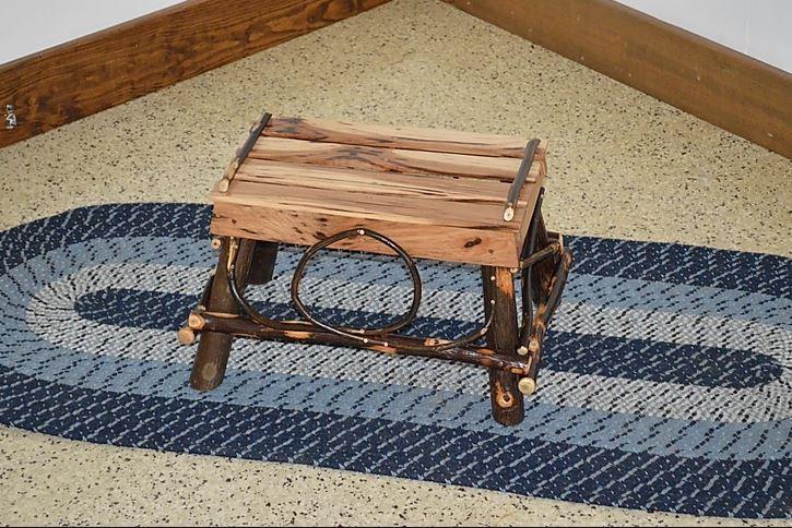 A & L Furniture A & L Furniture Hickory Foot Stool Rustic Hickory Foot Stool 2110-Rustic Hickory