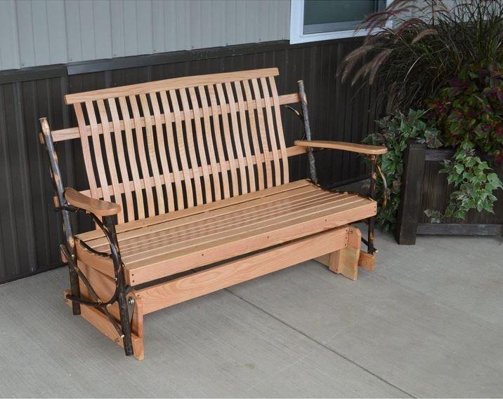 A & L Furniture A & L Furniture Hickory Porch Glider 4 FT / Natural Finish Glider 2141-Natural Finish