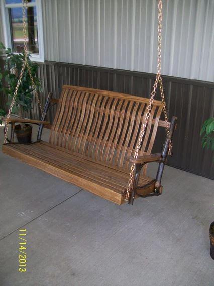 A & L Furniture A & L Furniture Hickory Porch Swing (Chains Included) 4 FT / Walnut Finish Swing 2042-Walnut Finish