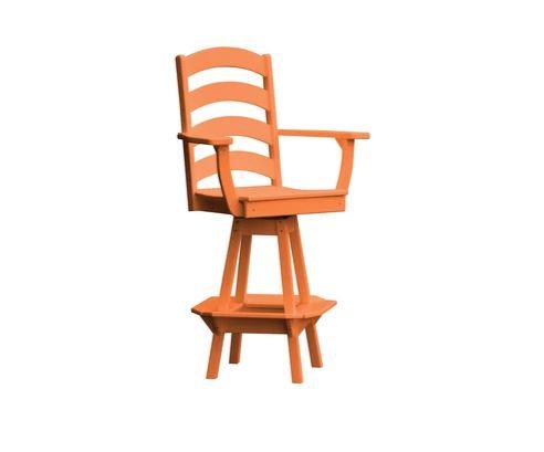 A & L Furniture A & L Furniture Ladderback Swivel Bar Chair w/ Arms Orange Dining Chair 4123-Orange