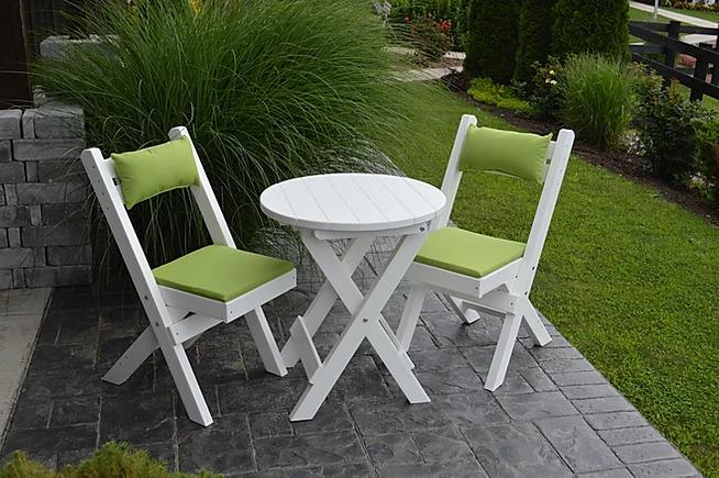 A & L Furniture A & L Furniture Poly Coronado Round Folding Bistro Sets White Bistro Set 4000-White