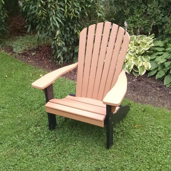 A & L Furniture A & L Furniture Poly Fanback Adirondack Chair w/Black Frame Cedar Chair 880B-Cedar