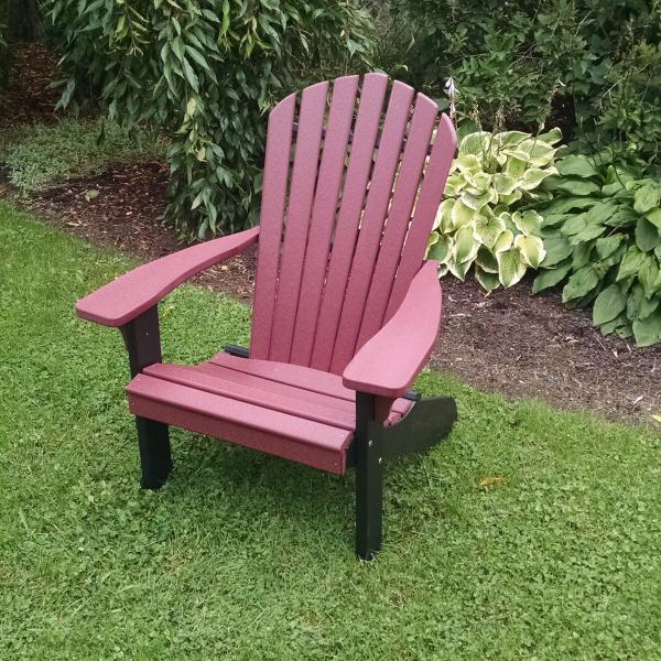 A & L Furniture A & L Furniture Poly Fanback Adirondack Chair w/Black Frame Cherrywood Chair 880B-Cherrywood