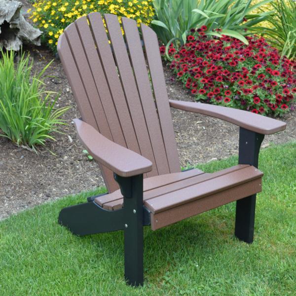 A & L Furniture A & L Furniture Poly Fanback Adirondack Chair w/Black Frame Tudor Brown Chair 880B-Tudor Brown