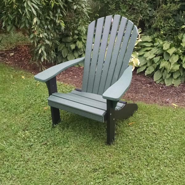 A & L Furniture A & L Furniture Poly Fanback Adirondack Chair w/Black Frame Turf Green Chair 880B-Turf Green