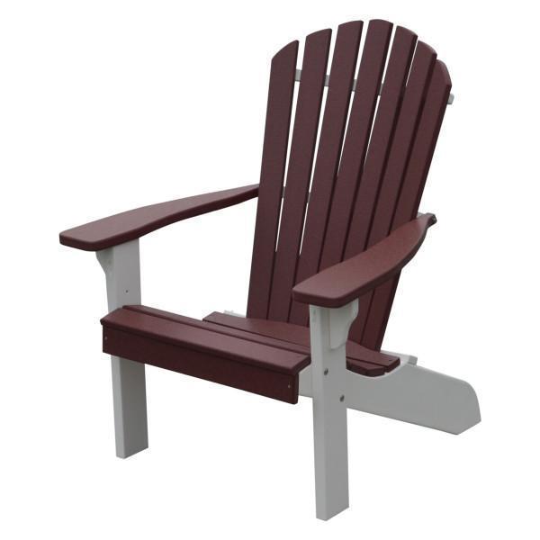 A & L Furniture A & L Furniture Poly Fanback Adirondack Chair w/ White Frame Cherrywood Chair 880W-Cherrywood