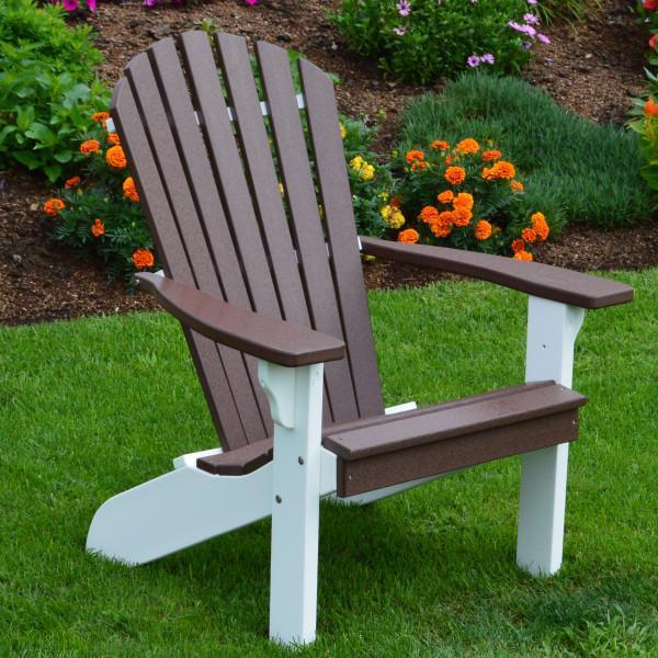 A & L Furniture A & L Furniture Poly Fanback Adirondack Chair w/ White Frame Tudor Brown Chair 880W-Tudor Brown