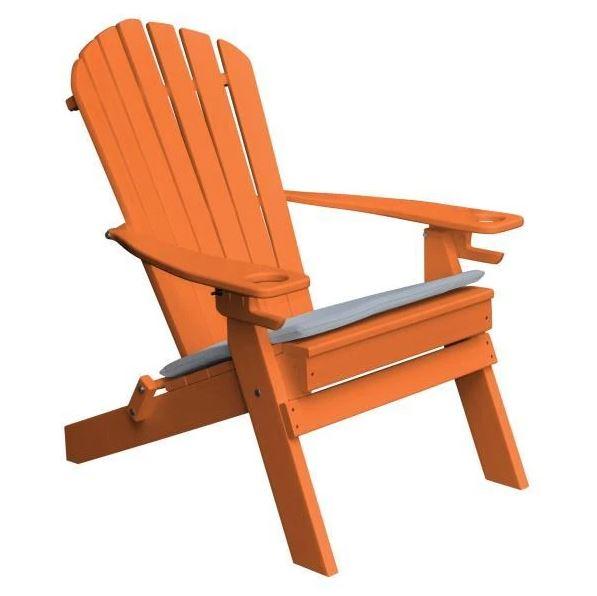 A & L Furniture A & L Furniture Poly Folding Adirondack Chair w/2 Cupholders Orange Chair 881E-Orange