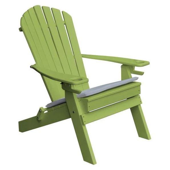 A & L Furniture A & L Furniture Poly Folding Adirondack Chair w/2 Cupholders Tropical Lime Chair 881E-Tropical Lime