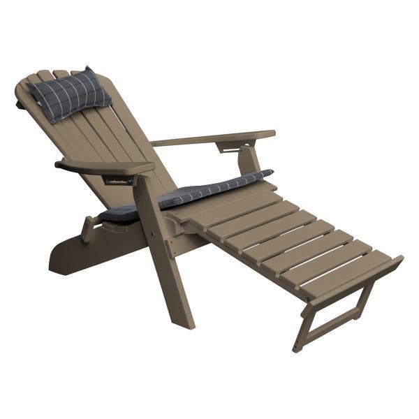 A & L Furniture A & L Furniture Poly Folding/Reclining Adirondack Chair w/ Pullout Ottoman Weathered Wood Chair 883-Weathered Wood