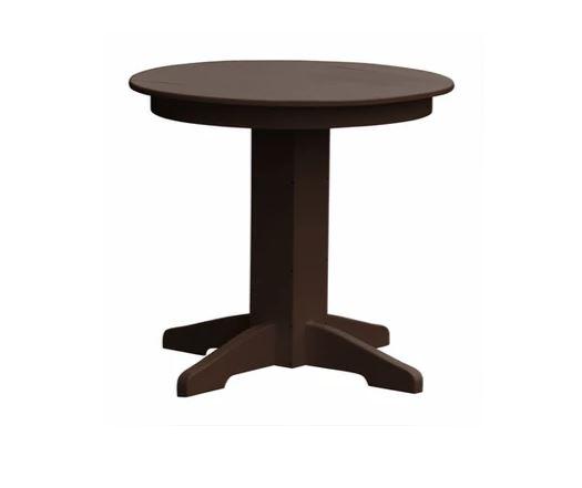 A & L Furniture A & L Furniture Round Dining Table- Specify for FREE 2" Umbrella Hole 33 Inch / Tudor Brown Dining Table 4140-TudorBrown