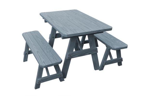 A & L Furniture A & L Furniture Traditional Table w/2 Benches - Specify for FREE 2" Umbrella Hole Table & Benche