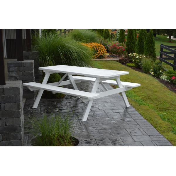 A & L Furniture A & L Furniture Yellow Pine Picnic Table With Attached Benches Black Table & Benches