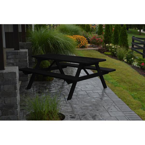 A & L Furniture A & L Furniture Yellow Pine Picnic Table With Attached Benches Black Table & Benches