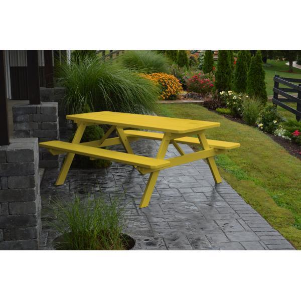 A & L Furniture A & L Furniture Yellow Pine Picnic Table With Attached Benches Unfinished Table & Benches