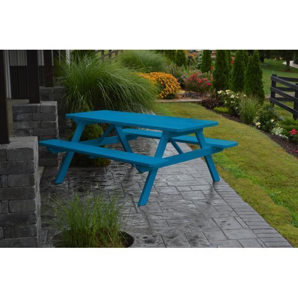 A & L Furniture A & L Furniture Yellow Pine Picnic Table With Attached Benches Unfinished Table & Benches