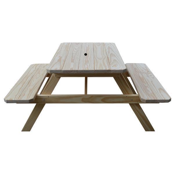 A & L Furniture A & L Furniture Yellow Pine Picnic Table With Attached Benches Unfinished Table & Benches