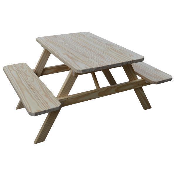 A & L Furniture A & L Furniture Yellow Pine Picnic Table With Attached Benches Unfinished Table & Benches