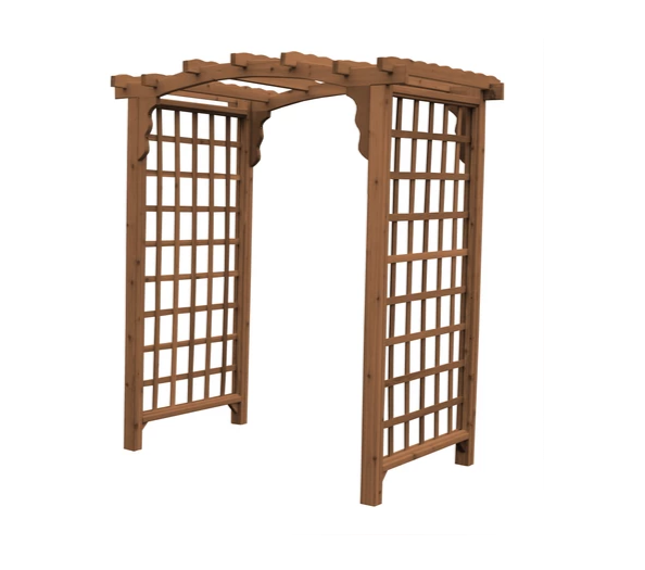 A & L Furniture Amish Handcrafted Cedar Wood Cambridge Arbor 4 ft / Oak Stain Cedar 1404C-OS