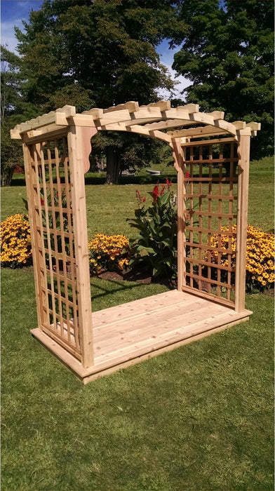 A & L Furniture Amish Handcrafted Cedar Wood Cambridge Arbor & Deck Arbor