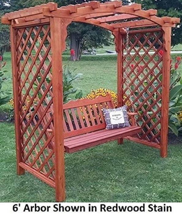 A & L Furniture Amish Handcrafted Cedar Wood Jamesport Arbor & Swing 5 ft / Gray Stain Cedar 1517C-GS