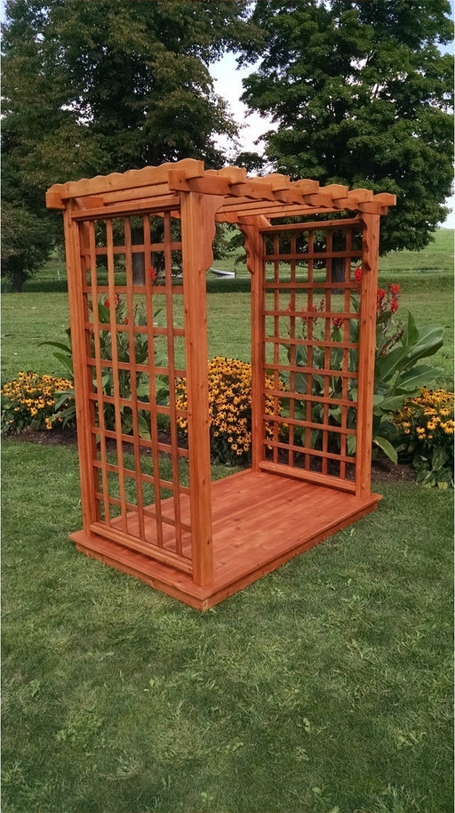 A & L Furniture Amish Handcrafted Cedar Wood Lexington Arbor & Deck 4 ft / Gray Stain Cedar 1418C-GS