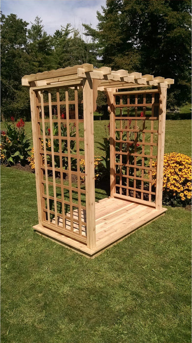 A & L Furniture Amish Handcrafted Cedar Wood Lexington Arbor & Deck 4 ft / Unfinished Cedar 1418C-UNF