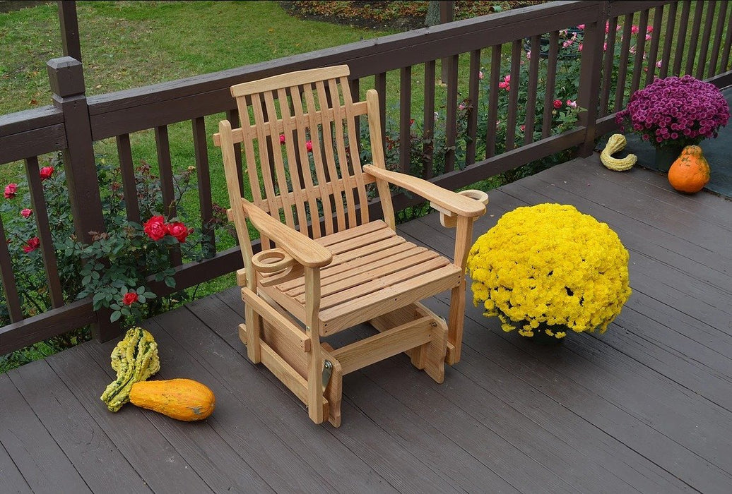 A & L Furniture Handcrafted Amish Bent Oak Glider Chair