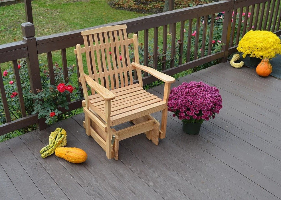 A & L Furniture Handcrafted Amish Bent Oak Glider Chair Natural / Oak 6171