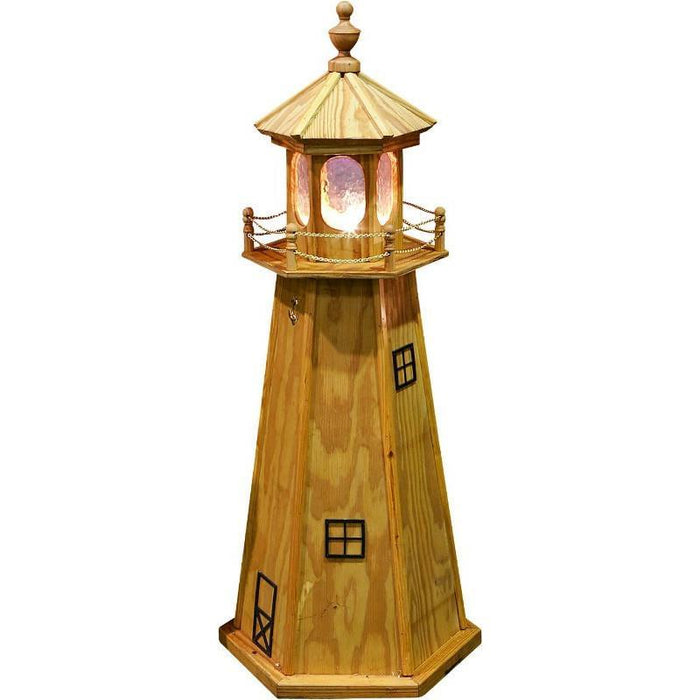 A & L Furniture Pressure Treated Wood Lighthouse with Light 2 FT / Cedar Stain Lighthouse 214-2FT-Cedar Stain