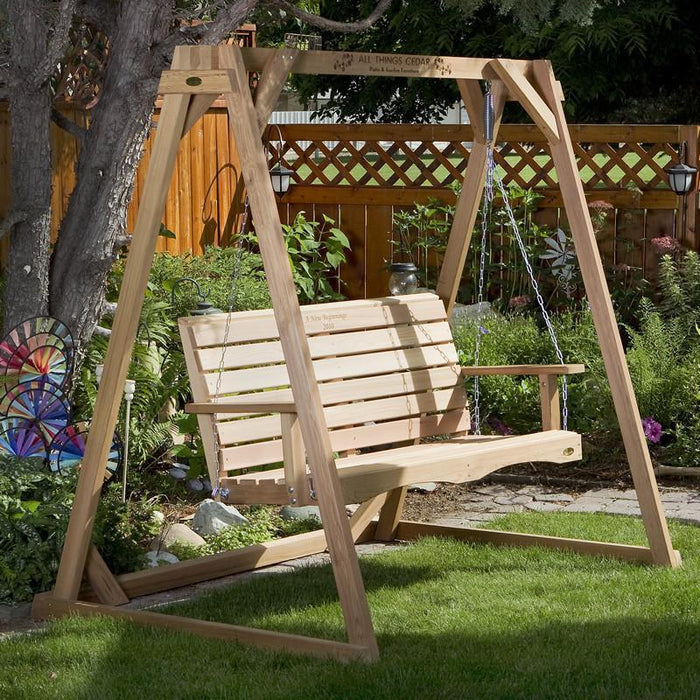 All Things Cedar All Things Cedar A-Frame w/ Swing Set A-Frame w/ 4 Ft Swing Set Porch Swing AF72-S