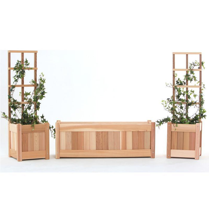 All Things Cedar All Things Cedar Planter w/ Trellis Set 5 Pc Planter w/ Trellis Planter Box PL1030-Set