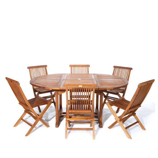 All Things Cedar All Things Cedar Teak 7 Pc Oval Folding Set Dining Sets TE70-22