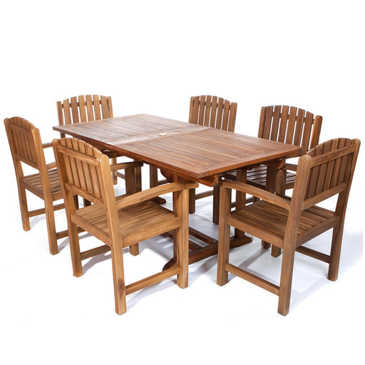 All Things Cedar All Things Cedar Teak 7 Pc Rectangle Dining Set Dining Sets TE90-20