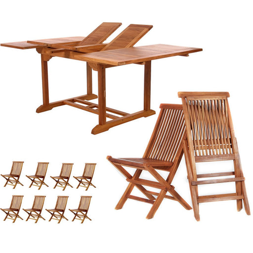 All Things Cedar All Things Cedar Teak 9 Pc Butterfly Folding Set Dining Sets TD72-22