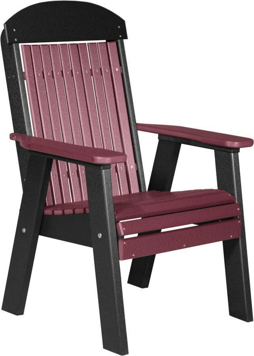 LuxCraft LuxCraft 2' Classic Highback Recycled Plastic Chair With Cup Holder Cherrywood on Black Chair 2CPBCWB