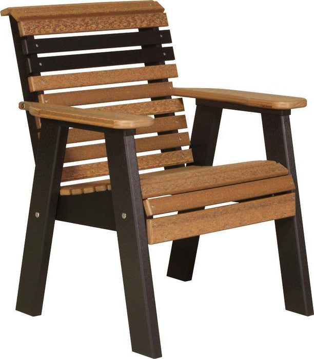 LuxCraft LuxCraft 2' Rollback Recycled Plastic Chair Antique Mahogany on Black Outdoor Chair 2PPBAMB