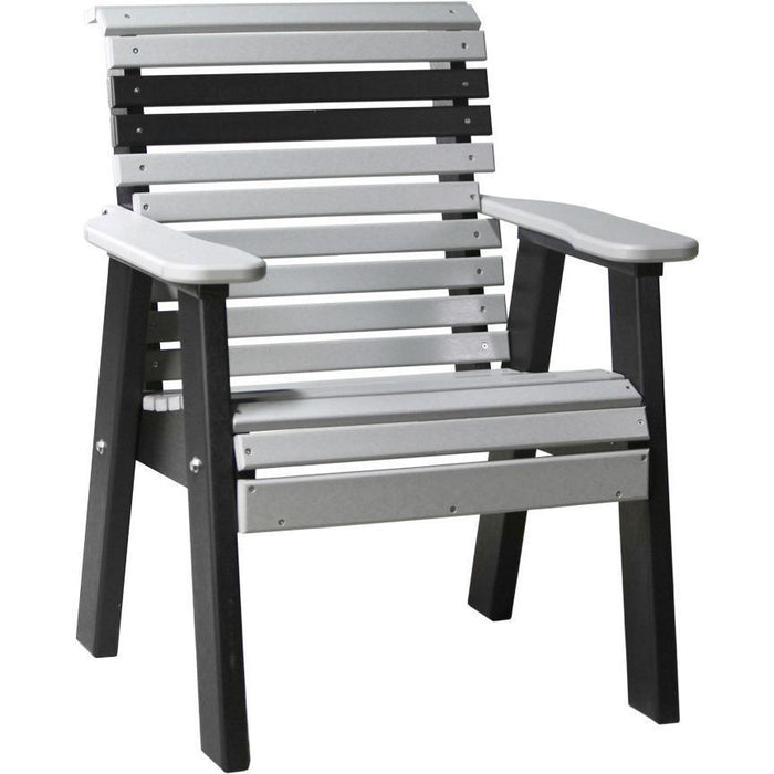 LuxCraft LuxCraft 2' Rollback Recycled Plastic Chair Dove Gray on Black Outdoor Chair 2PPBDGB