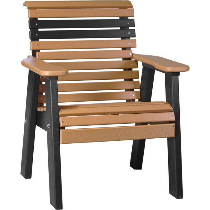 LuxCraft LuxCraft 2' Rollback Recycled Plastic Chair With Cup Holder Cedar on Black Outdoor Chair 2PPBCB