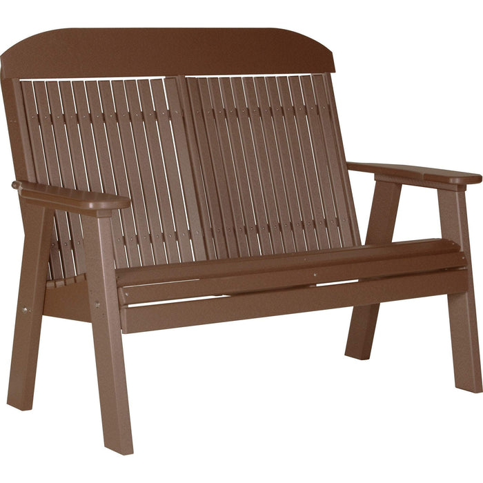 LuxCraft LuxCraft 4' Classic Highback Recycled Plastic Bench Chestnut Brown Outdoor Bench 4CPBCBR