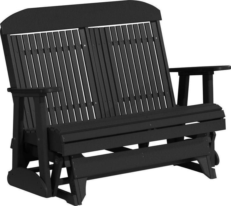 LuxCraft LuxCraft 4 ft. Recycled Plastic Highback Outdoor Glider Bench Black Highback Glider 4CPGBK