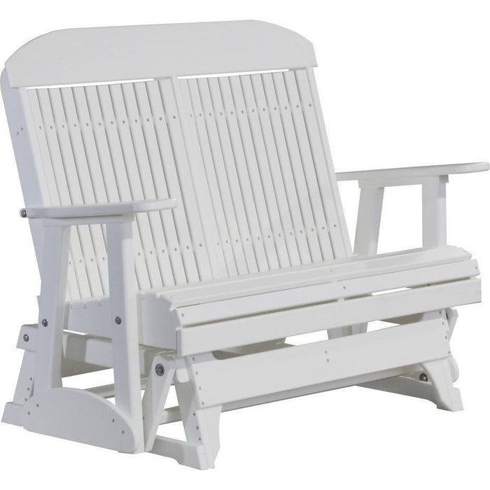 LuxCraft LuxCraft 4 ft. Recycled Plastic Highback Outdoor Glider Bench White Highback Glider 4CPGW