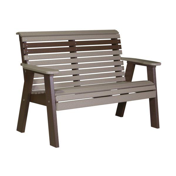 LuxCraft Luxcraft 4 Plain Bench Weatherwood/Chestnut Brown Benche 4PPBWWCBR