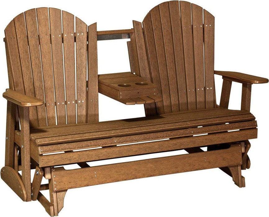 LuxCraft LuxCraft 5 ft. Recycled Plastic Adirondack Outdoor Glider Antique Mahogany Adirondack Glider 5APGAM