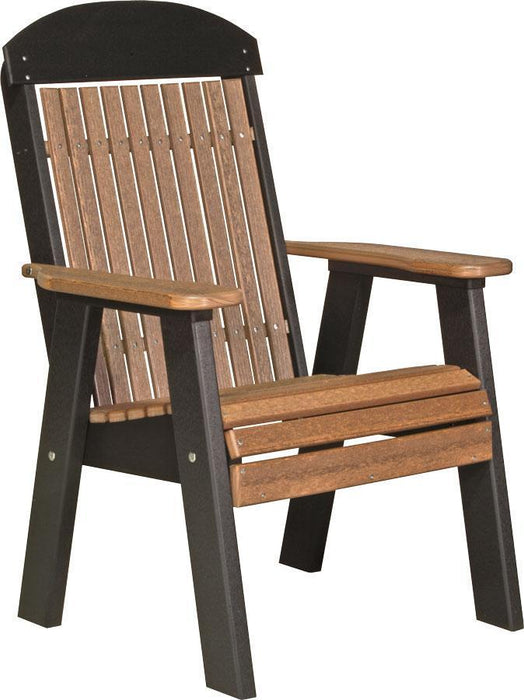 LuxCraft LuxCraft Antique Mahogany 2' Classic Highback Recycled Plastic Chair Antique Mahogany on Black Chair 2CPBAMB