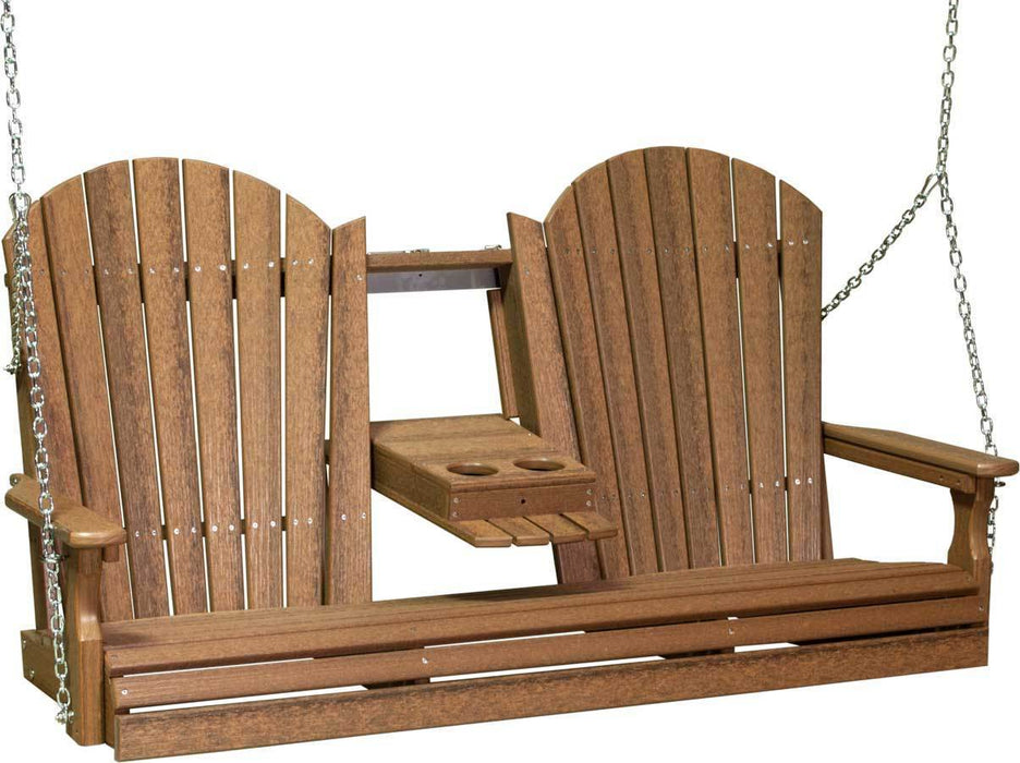 LuxCraft LuxCraft Antique Mahogany Adirondack 5ft. Recycled Plastic Porch Swing Antique Mahogany / Adirondack Porch Swing Porch Swing 5APSAM