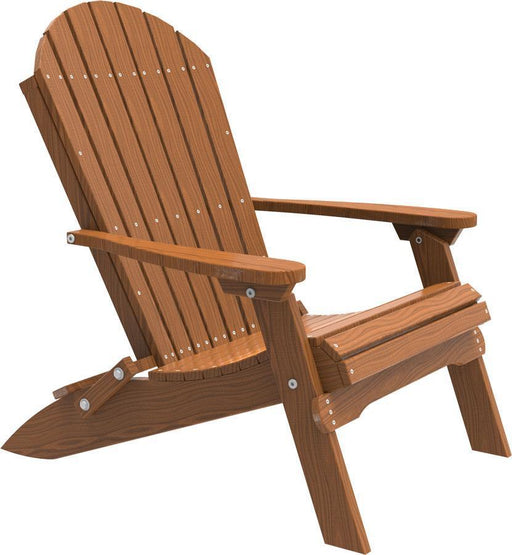 LuxCraft LuxCraft Antique Mahogany Folding Recycled Plastic Adirondack Chair Antique Mahogany Adirondack Deck Chair PFACAM