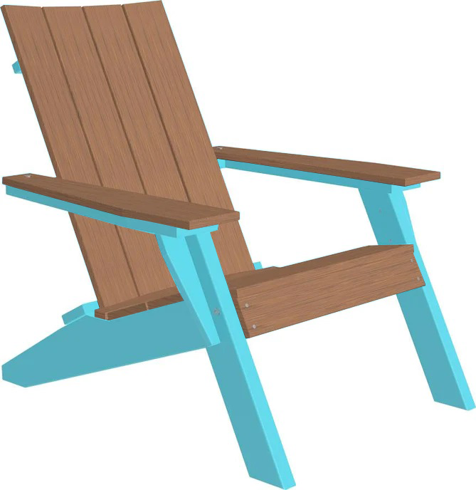 LuxCraft Luxcraft Antique Mahogany Urban Adirondack Chair With Cup Holder Antique Mahogany on Aruba Blue Adirondack Deck Chair