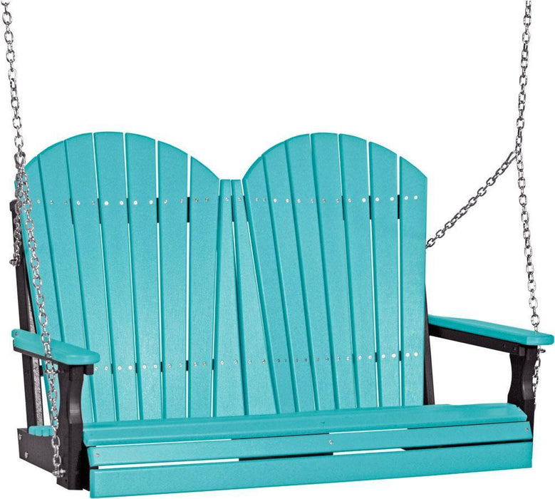 LuxCraft LuxCraft Aruba Blue Adirondack 4ft. Recycled Plastic Porch Swing Aruba Blue on Black / Adirondack Porch Swing Porch Swing 4APSABB