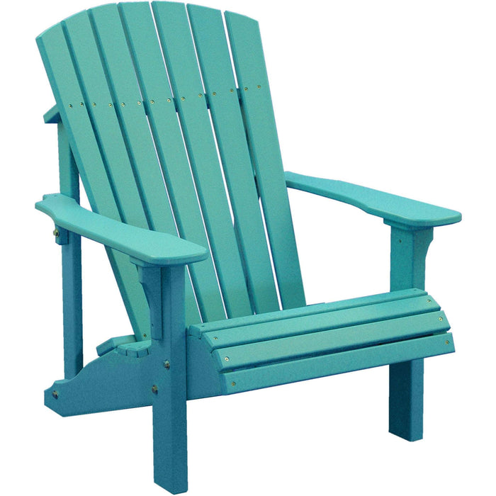 LuxCraft LuxCraft Aruba Blue Deluxe Recycled Plastic Adirondack Chair With Cup Holder Aruba Blue Adirondack Deck Chair PDACAB